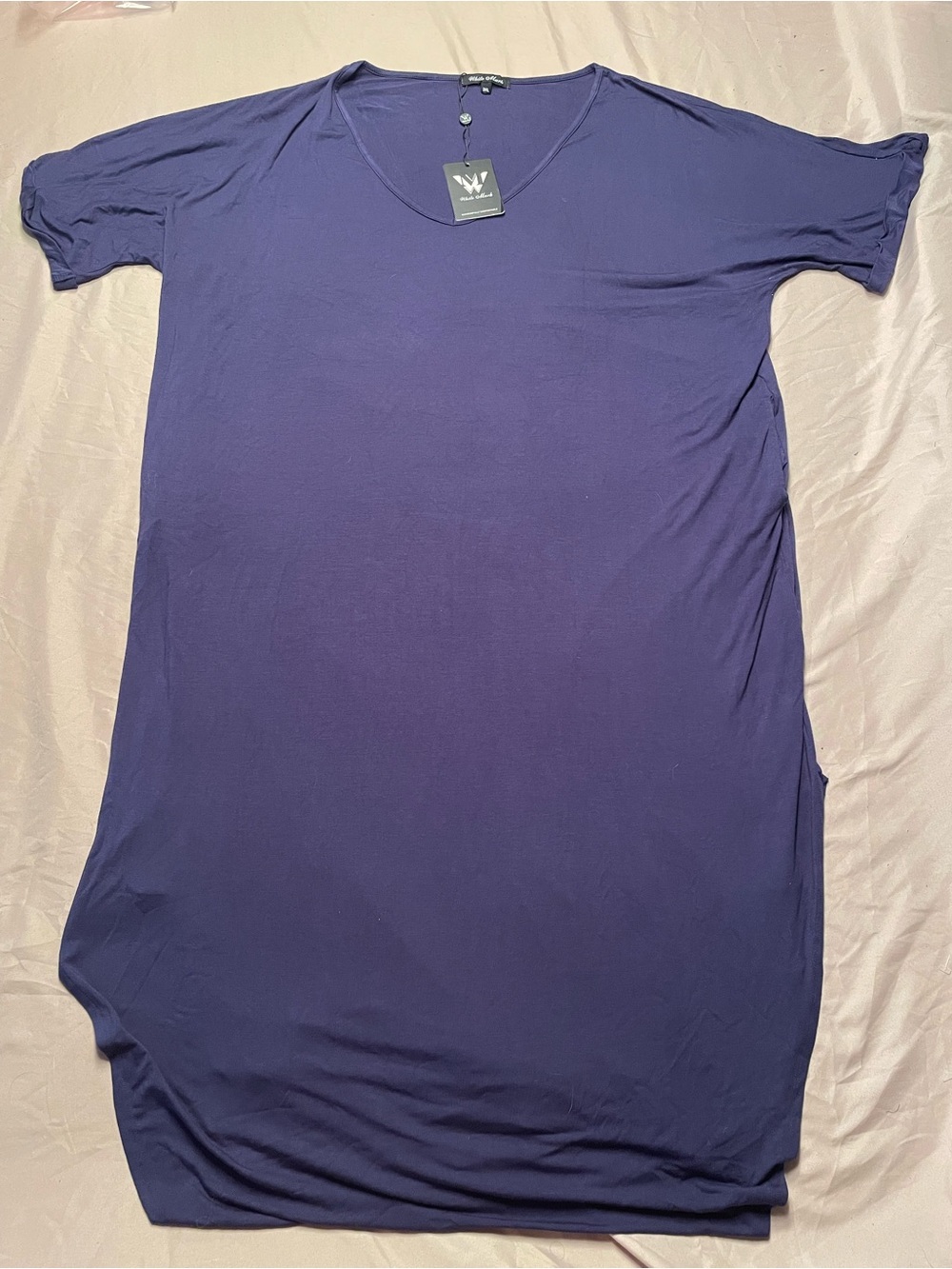 NWT White Mark Women’s V-Neck Shirt Dress - Navy Blue - 95% Viscose - Size 3 XL